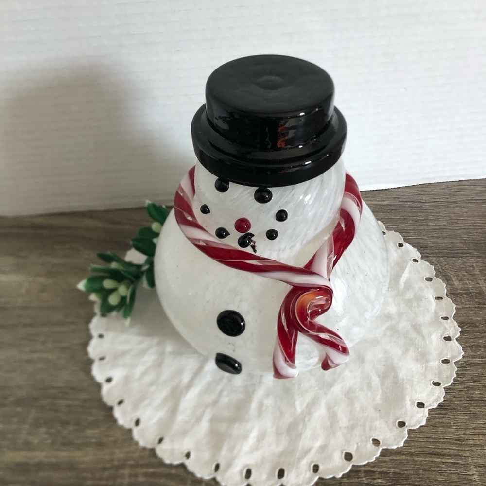 Large Hand Blown Glass Snowman Holiday Decor